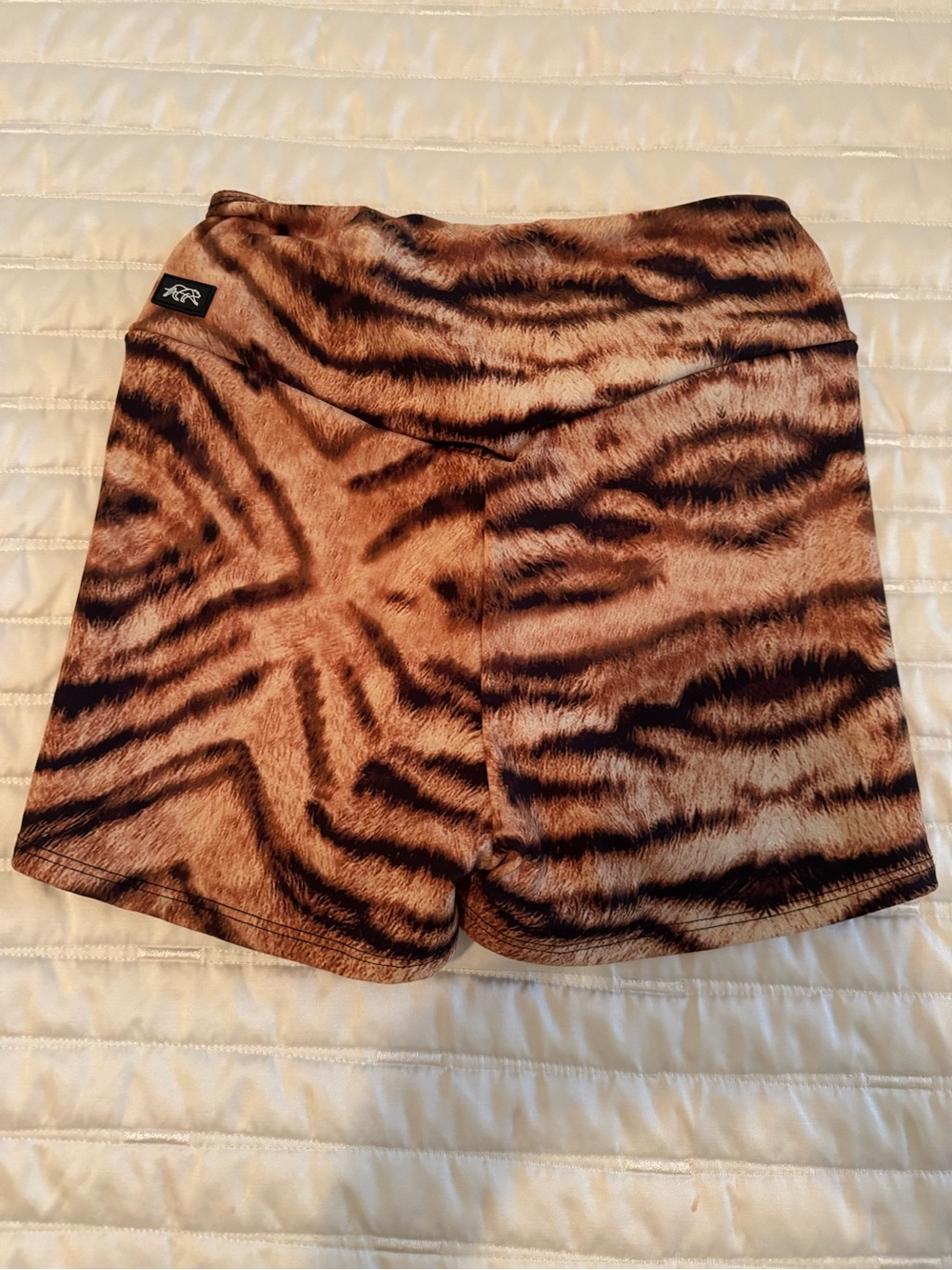 TIGER FRIDAY - High-Rise Tiger-Print Athletic Shorts — Beige/Black new w/o tag - Picture 5 of 6